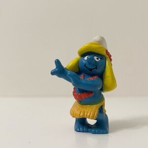 Vtg 1988 Smurfs Hula Smurfette Figure Hawaiian Dancer Smurf Figurine Schleich